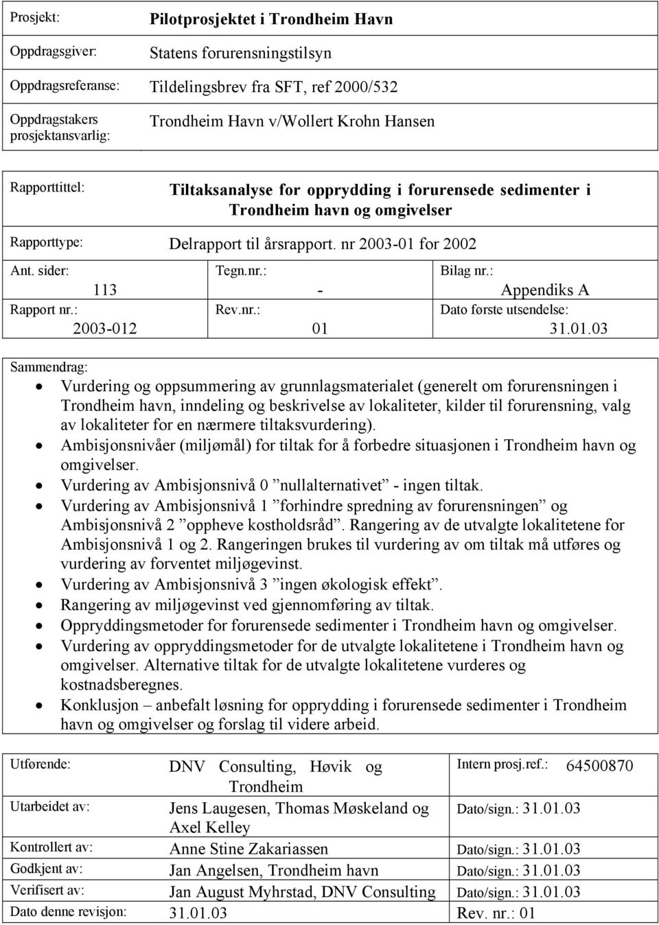 sider: 113 Rapport nr.: 2003-012