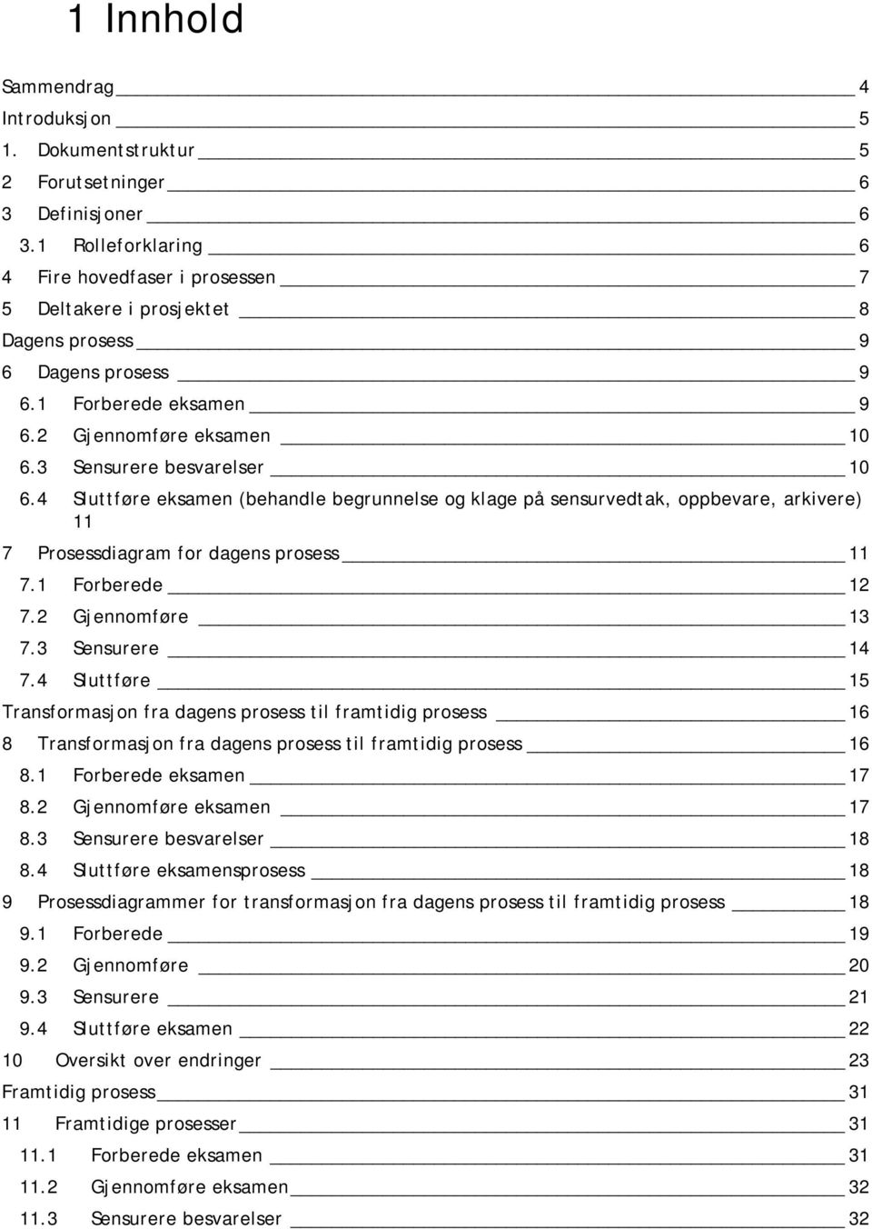 4 Sluttføre (behandle klage på sensurvedtak, oppbevare, arkivere) 11 7 Prosessdiagram for dagens prosess 11 7.1 12 7.2 Gjennomføre 13 7.3 Sensurere 14 7.