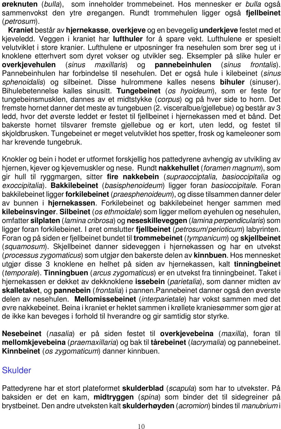 Lufthulene er utposninger fra nesehulen som brer seg ut i knoklene etterhvert som dyret vokser og utvikler seg.