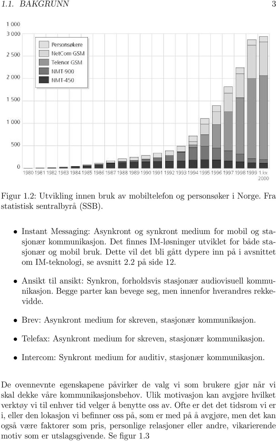 Dette vil det bli gått dypere inn på i avsnittet om IM-teknologi, se avsnitt 2.2 på side 12. Ansikt til ansikt: Synkron, forholdsvis stasjonær audiovisuell kommunikasjon.