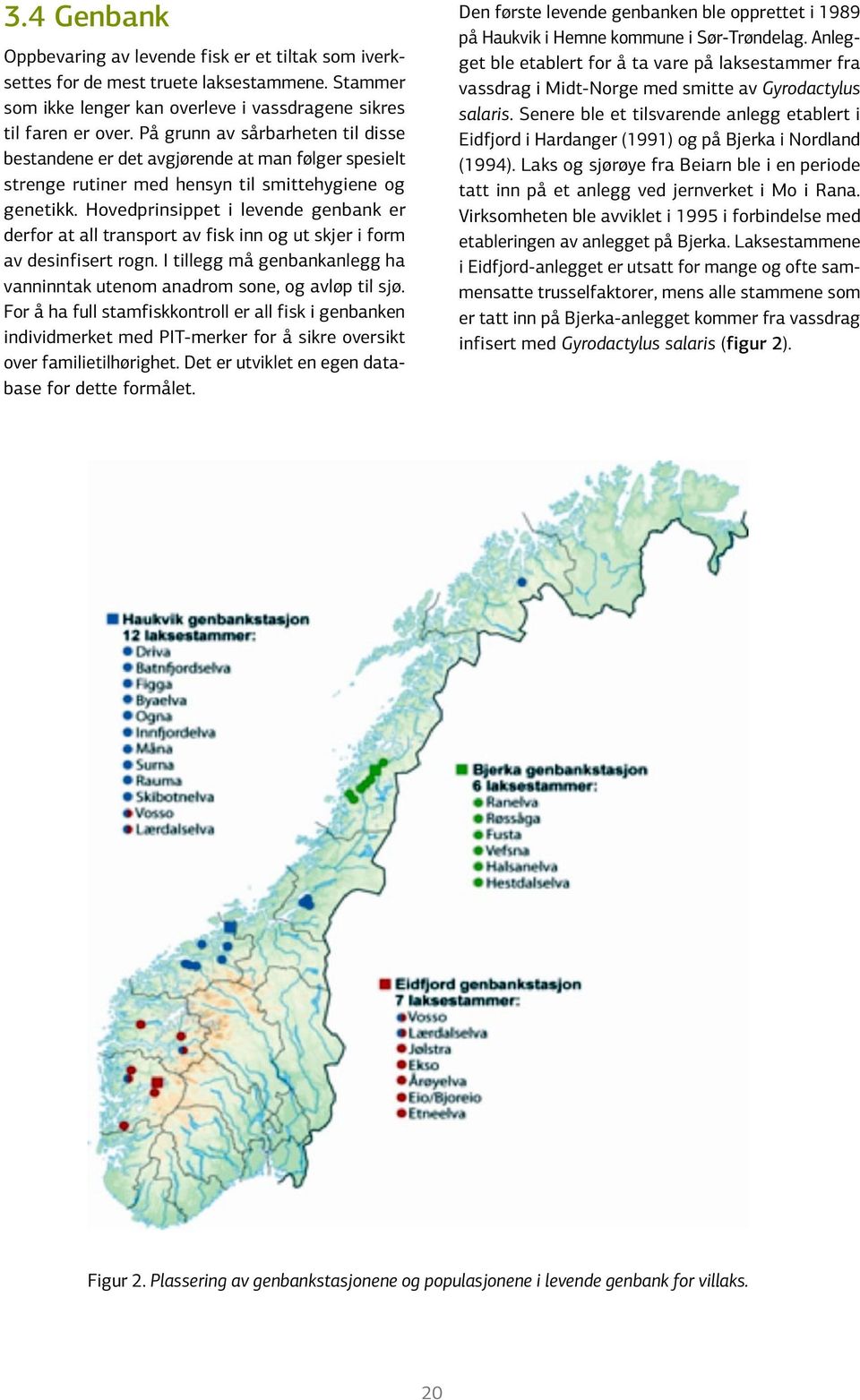 Hovedprinsippet i levende genbank er derfor at all transport av fisk inn og ut skjer i form av desinfisert rogn. I tillegg må genbankanlegg ha vanninntak utenom anadrom sone, og avløp til sjø.