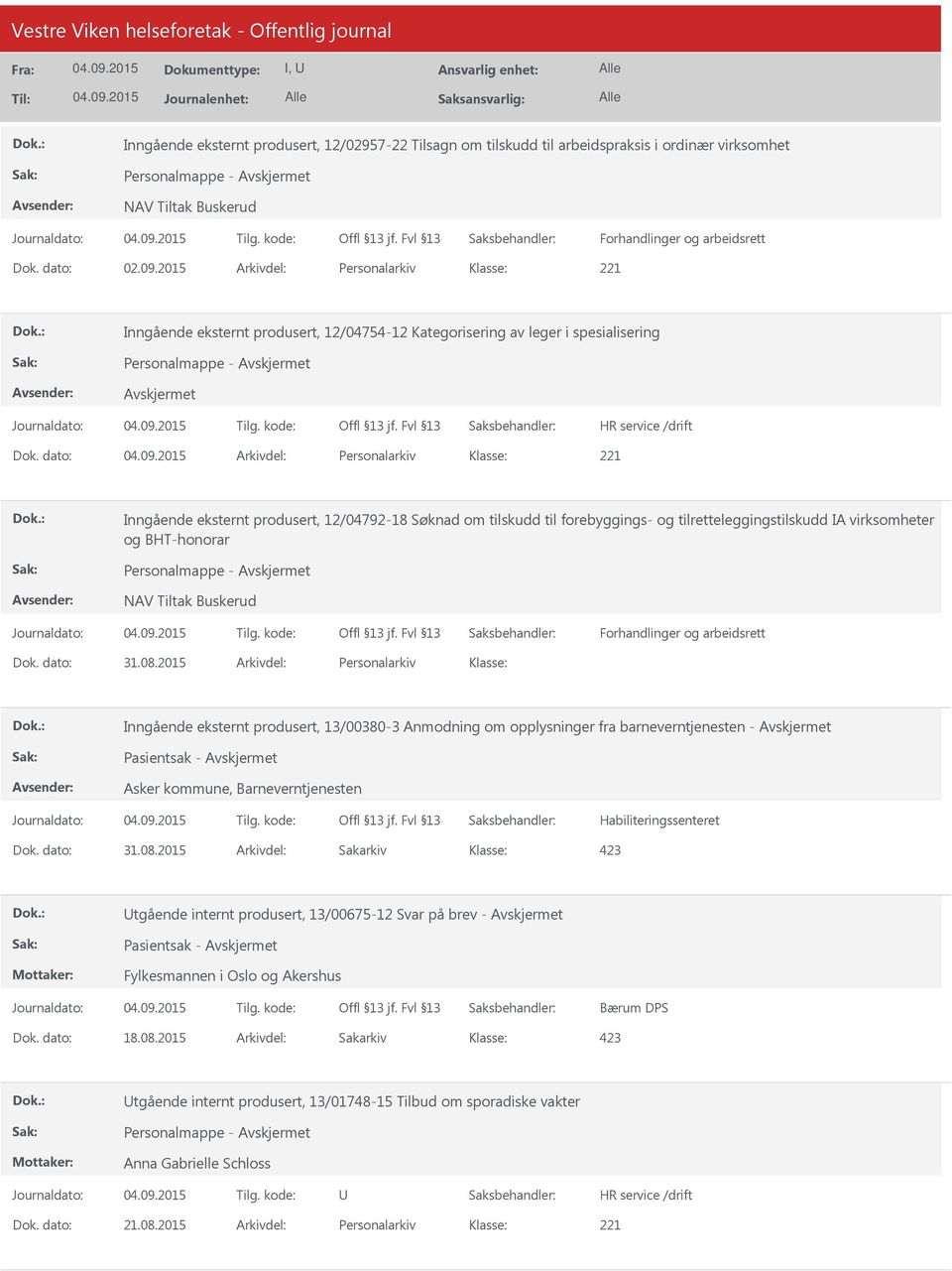 dato: Arkivdel: Personalarkiv Inngående eksternt produsert, 12/04792-18 Søknad om tilskudd til forebyggings- og tilretteleggingstilskudd IA virksomheter og BHT-honorar Personalmappe - NAV Tiltak