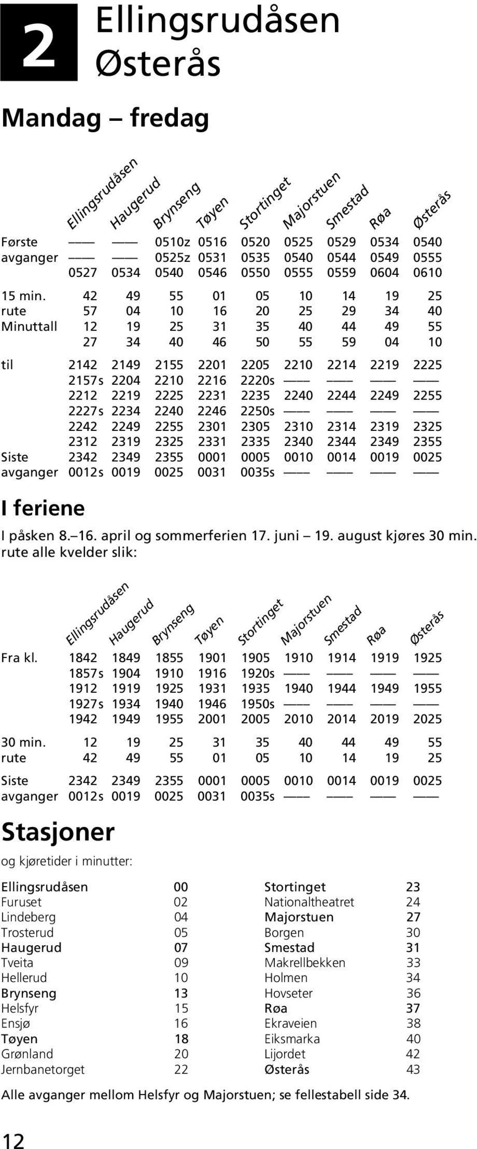 42 49 55 01 05 10 14 19 25 rute 57 04 10 16 20 25 29 34 40 Minuttall 12 19 25 31 35 40 44 49 55 27 34 40 46 50 55 59 04 10 til 2142 2149 2155 2201 2205 2210 2214 2219 2225 2157 s 2204 2210 2216 2220s