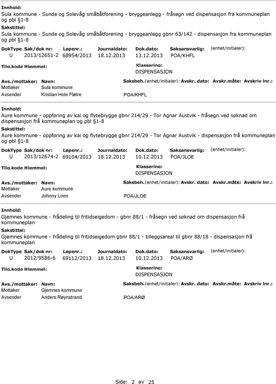 : Sula kommune Kristian Hole Fløtre POA/KHFL Aure kommune - oppføring av kai og flytebrygge gbnr 214/29 - Tor Agnar Austvik - fråsegn ved søknad om dispensasjon frå kommuneplan og pbl 1-8 Aure