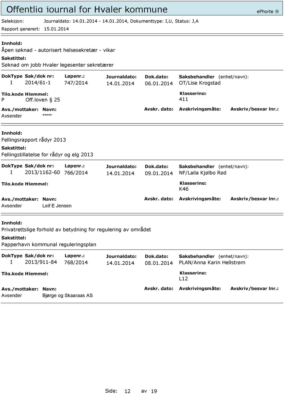 loven 25 411 Avsender Fellingsrapport rådyr 2013