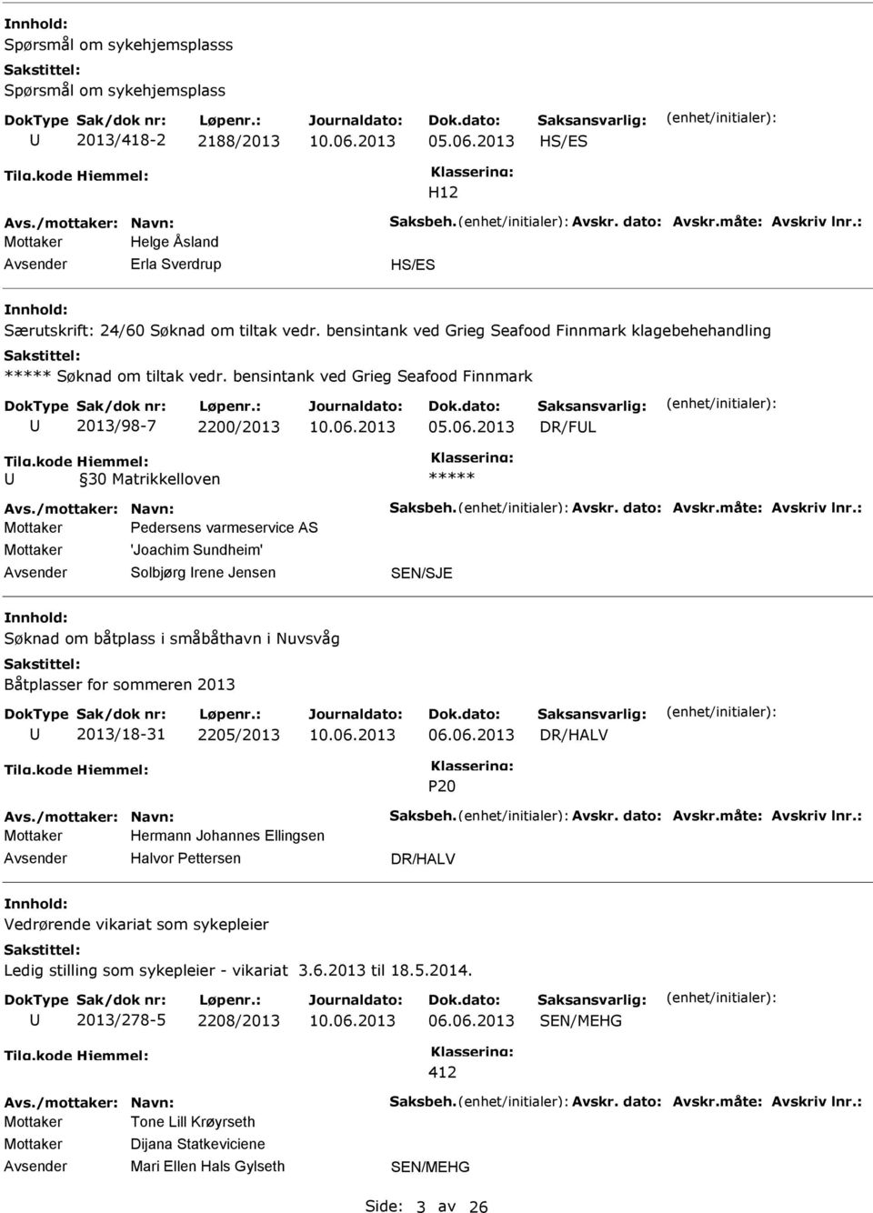 kode Hjemmel: 30 Matrikkelloven Mottaker Pedersens varmeservice AS Mottaker 'Joachim Sundheim' Solbjørg rene Jensen Søknad om båtplass i småbåthavn i Nuvsvåg Båtplasser for sommeren 2013 2013/18-31