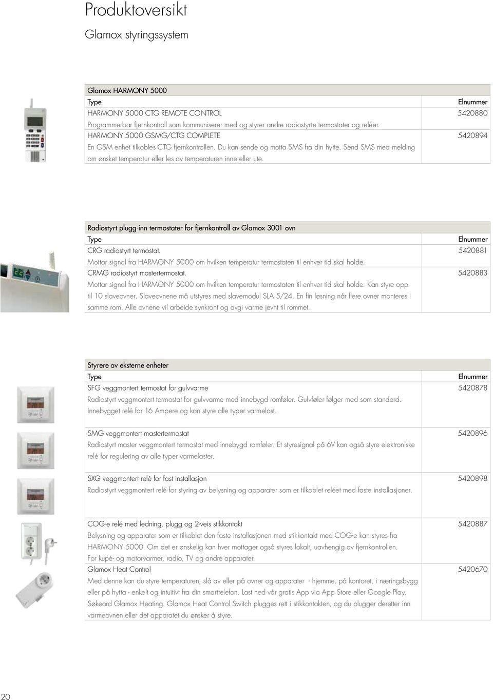 Elnummer 5420880 5420894 Radiostyrt plugg-inn termostater for fjernkontroll av Glamox 3001 ovn Type CRG radiostyrt termostat.