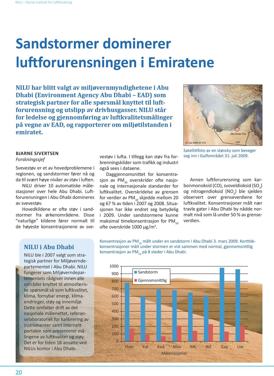 NILU står for ledelse og gjennomføring av luftkvalitetsmålinger på vegne av EAD, og rapporterer om miljøtilstanden i emiratet.