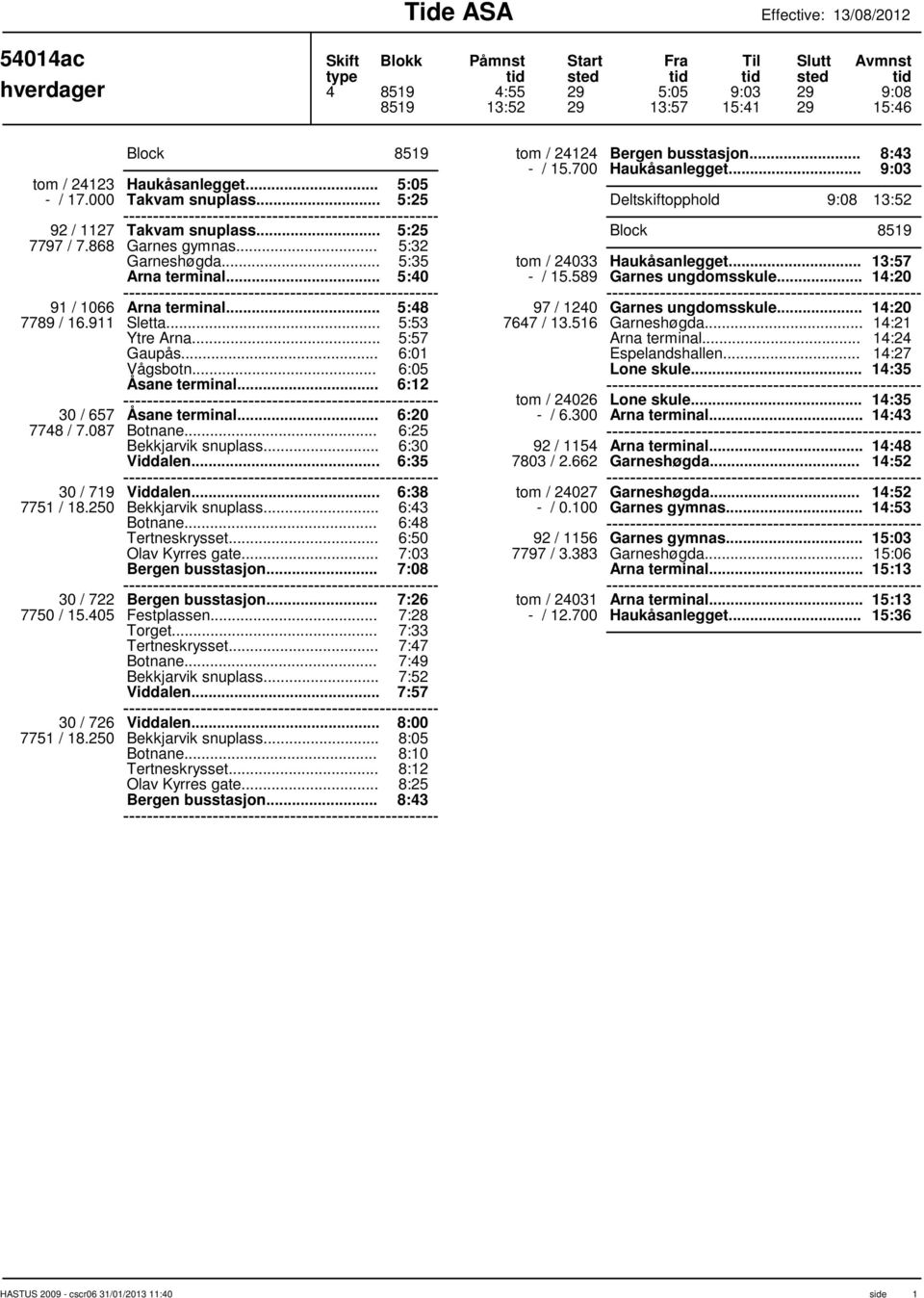 .. 5:48 5:53 5:57 6:01 6:05 6:12 30 / 657 6:20 7748 / 7.087 Bekkjarvik snuplass... 6:25 6:30 Viddalen... 6:35 30 / 719 Viddalen... 7751 / 18.250 Bekkjarvik snuplass.