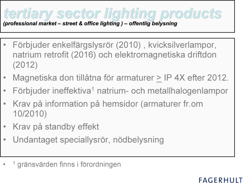 Förbjuder ineffektiva 1 natrium- och metallhalogenlampor Krav på information på hemsidor