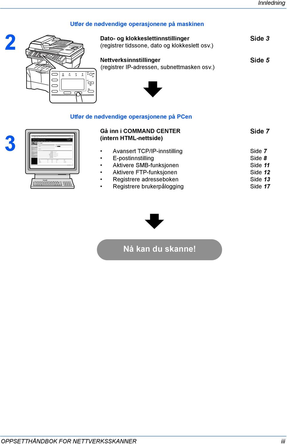 ) Side 3 Side 5 Utfør de nødvendige operasjonene på PCen 3 Gå inn i COMMAND CENTER (intern HTML-nettside) Side 7 Avansert TCP/IP-innstilling