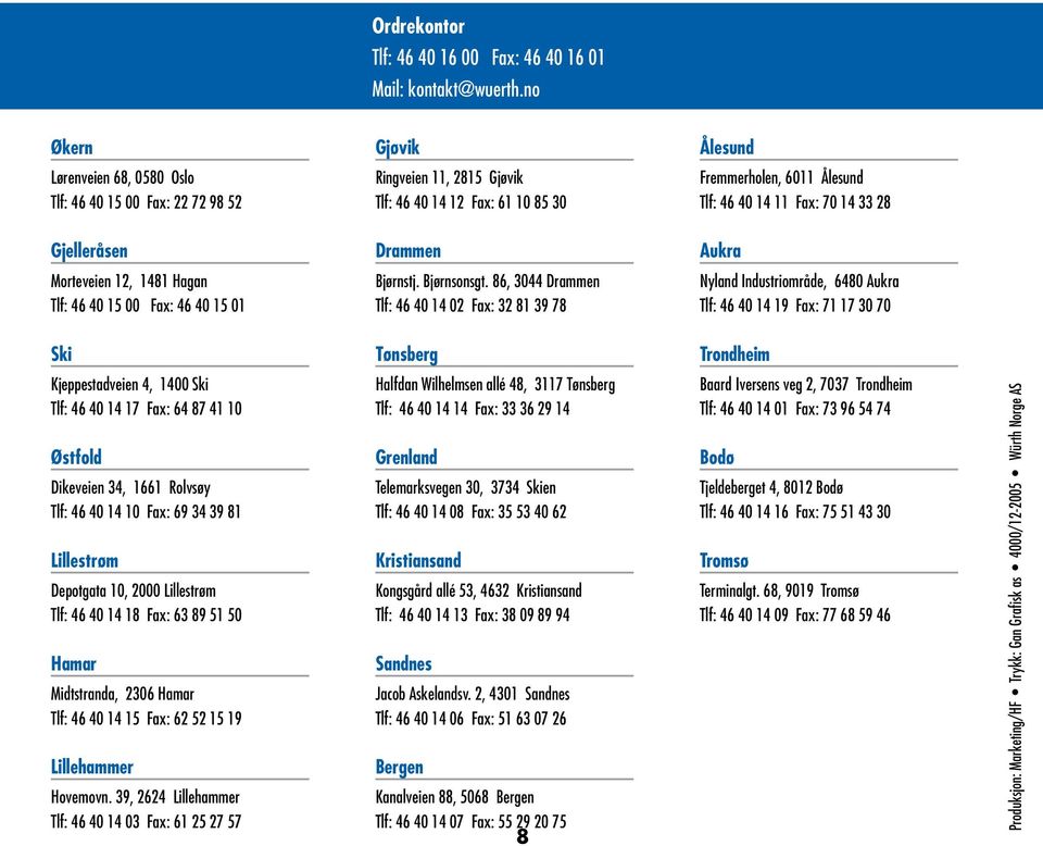 33 28 Gjelleråsen Drammen Aukra Morteveien 12, 1481 Hagan Tlf: 46 40 15 00 Fax: 46 40 15 01 Bjørnstj. Bjørnsonsgt.