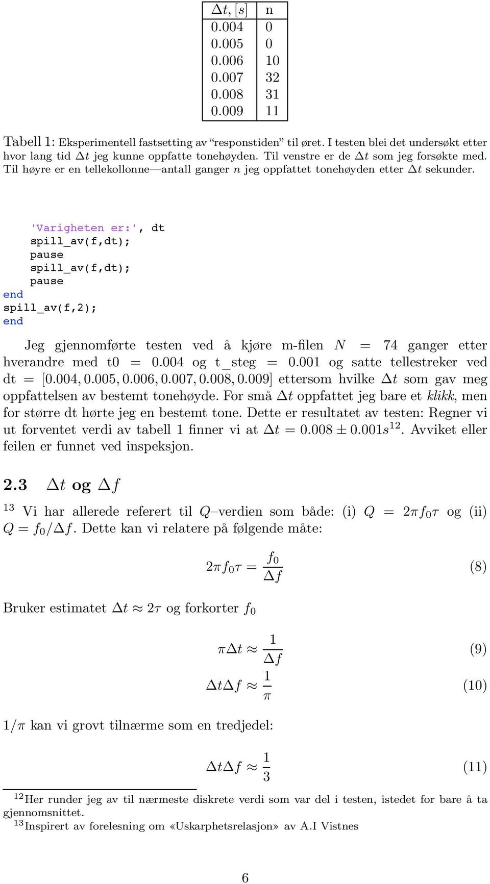 'Varigheten er:', dt spill_av(f,dt); pause spill_av(f,dt); pause end spill_av(f,2); end Jeg gjennomførte testen ved å kjøre m-filen N = 74 ganger etter hverandre med t =.4 og t_steg =.