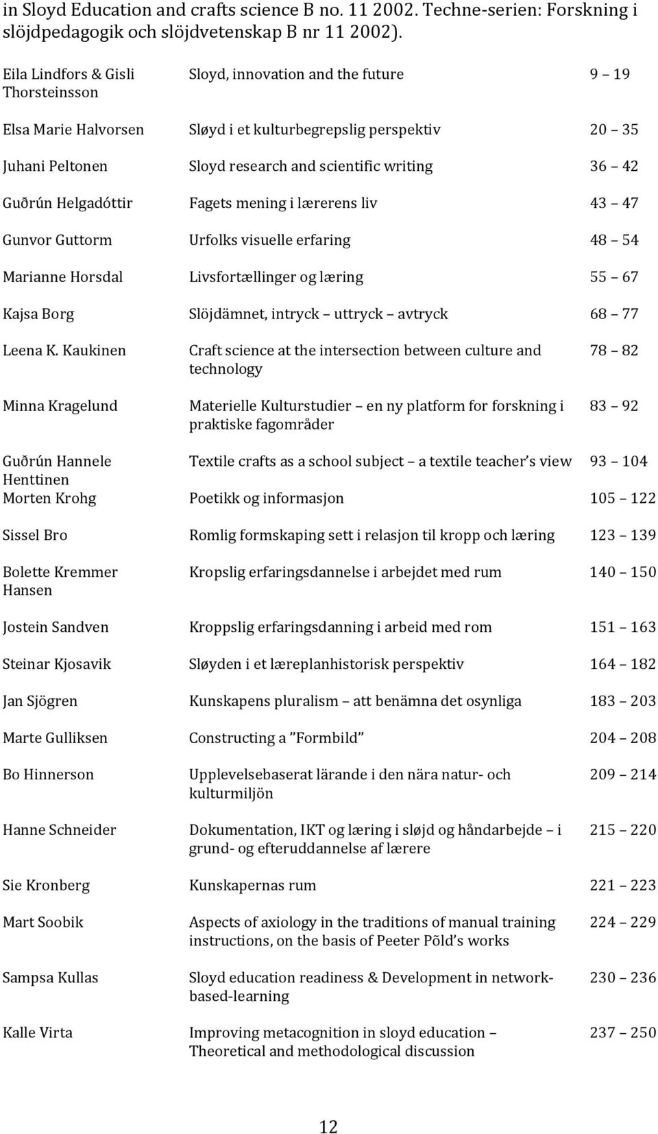 Guðrún Helgadóttir Fagets mening i lærerens liv 43 47 Gunvor Guttorm Urfolks visuelle erfaring 48 54 Marianne Horsdal Livsfortællinger og læring 55 67 Kajsa Borg Slöjdämnet, intryck uttryck avtryck