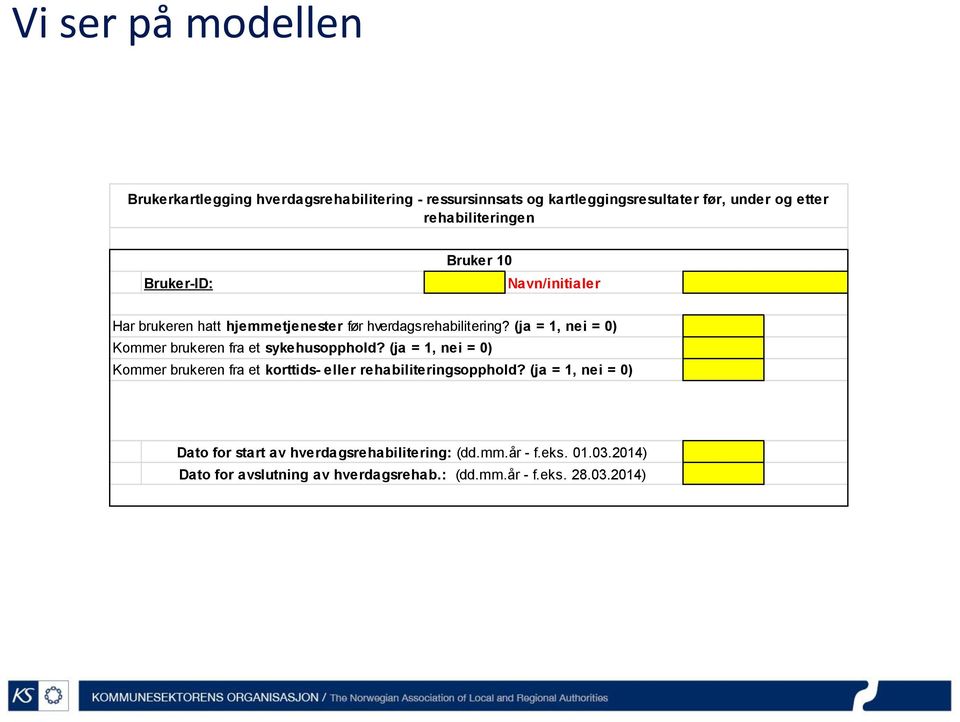 (ja = 1, nei = 0) Kommer brukeren fra et sykehusopphold?