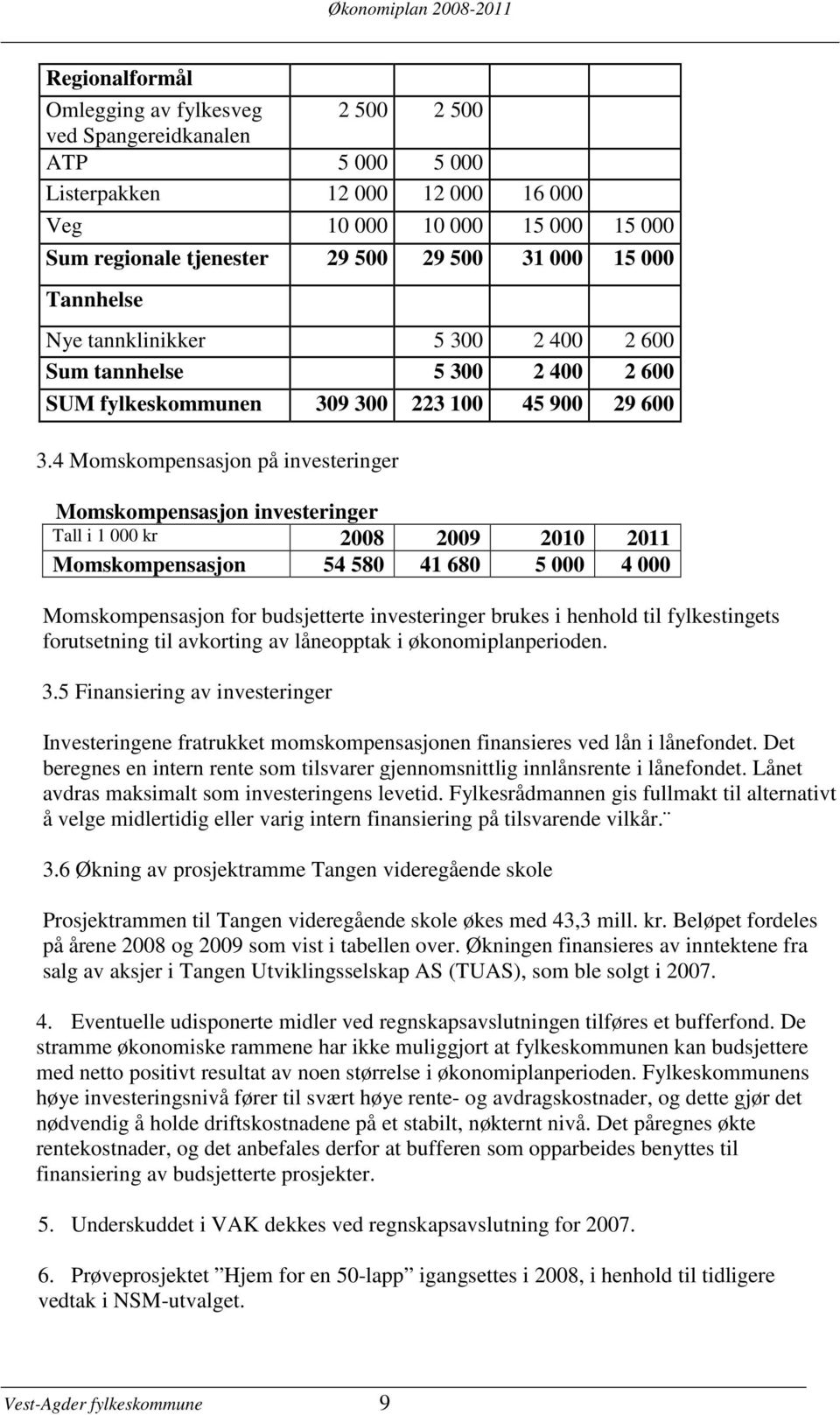 4 Momskompensasjon på investeringer Momskompensasjon investeringer Tall i 1 000 kr 2008 2009 2010 2011 Momskompensasjon 54 580 41 680 5 000 4 000 Momskompensasjon for budsjetterte investeringer