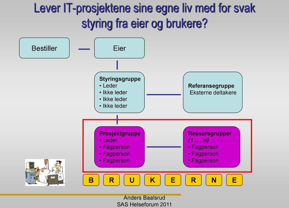 Bestiller Eier Styringsgruppe Leder Ikke leder Ikke leder Ikke leder