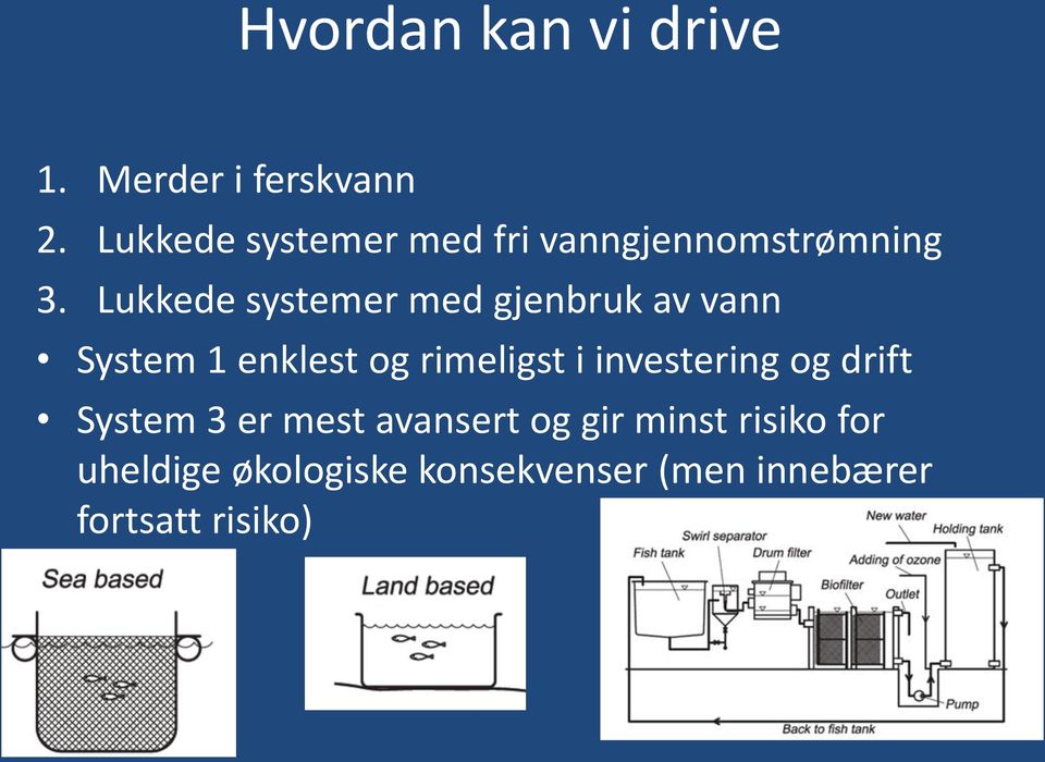 Lukkede systemer med gjenbruk av vann System 1 enklest og rimeligst i