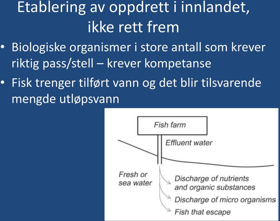 riktig pass/stell krever kompetanse Fisk trenger