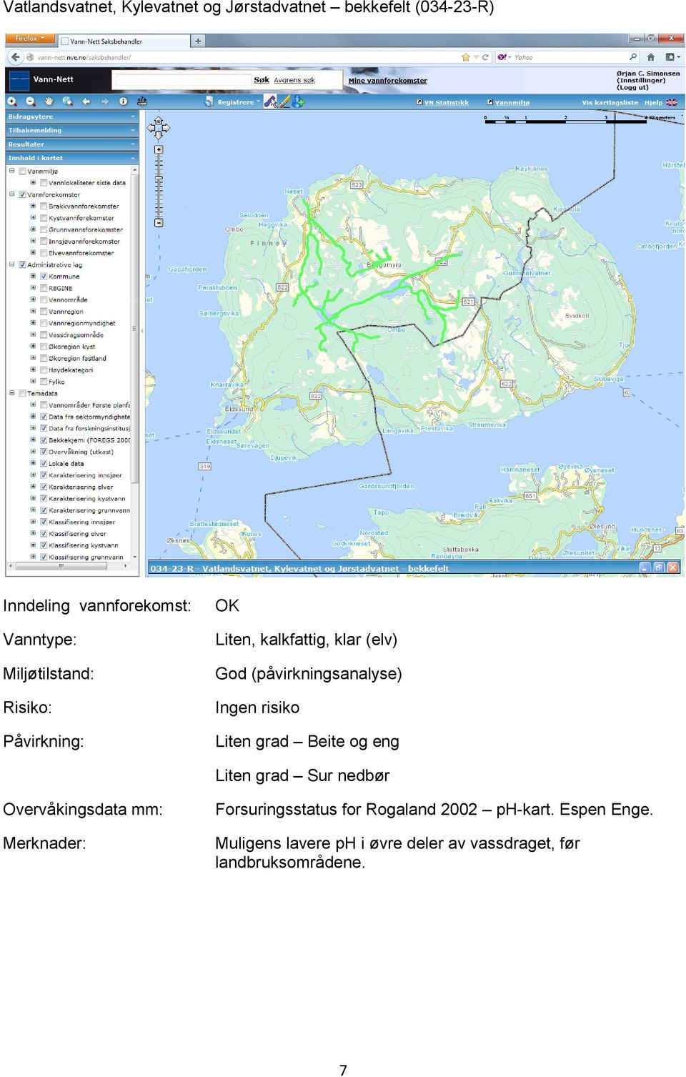 grad Sur nedbør Overvåkingsdata mm: Forsuringsstatus for Rogaland 2002 ph-kart.
