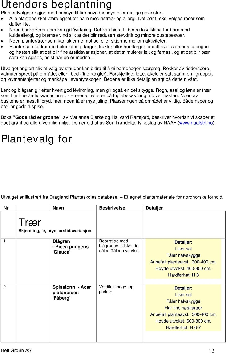 Det kan bidra til bedre lokalklima for barn med kuldeallergi, og bremse vind slik at det blir redusert støvdrift og mindre pustebesvær.