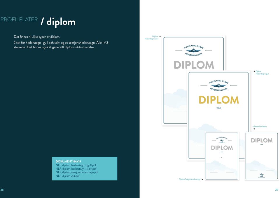 Diplom Hederstegn i sølv NORSK AERO KLUBBS HEDERSTEGN I SØLV DIPLOM tildelt Diplom Hederstegn i gull NORSK AERO KLUBBS HEDERSTEGN I GULL