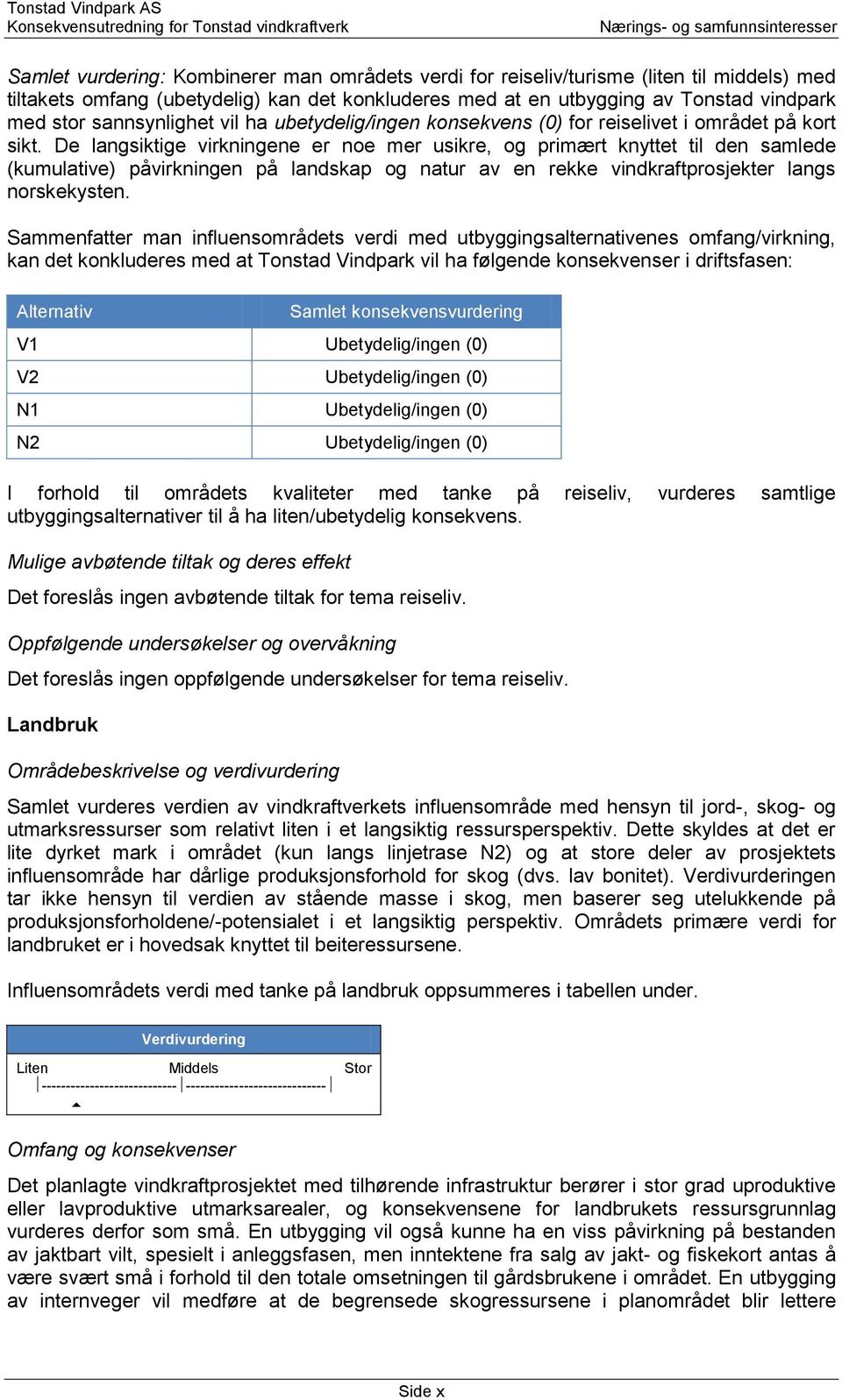 De langsiktige virkningene er noe mer usikre, og primært knyttet til den samlede (kumulative) påvirkningen på landskap og natur av en rekke vindkraftprosjekter langs norskekysten.