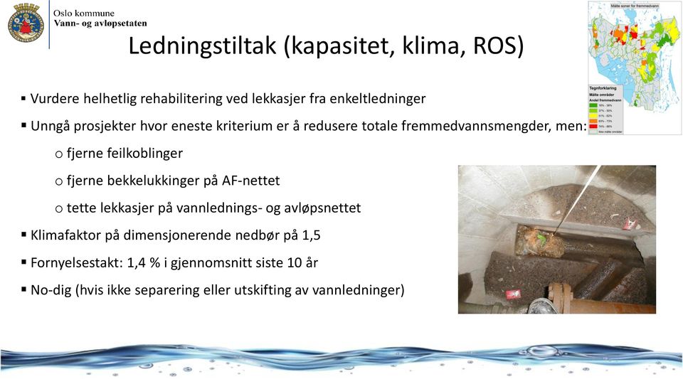 bekkelukkinger på AF-nettet o tette lekkasjer på vannlednings- og avløpsnettet Klimafaktor på dimensjonerende