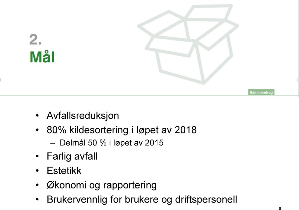 avfall Estetikk Økonomi og rapportering