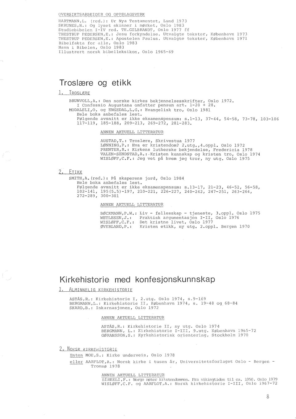 Utvalgte tekster, KØbenhavn 1971 Bibelfakta for alle, Os 1983 Navn i Bibelen, Oslo 1983 Illustrert norsk bibelleksikon, Oslo 1965-69 Troslære og etikk L -1R9_$.LÆRE. BRUNVOLL,A.