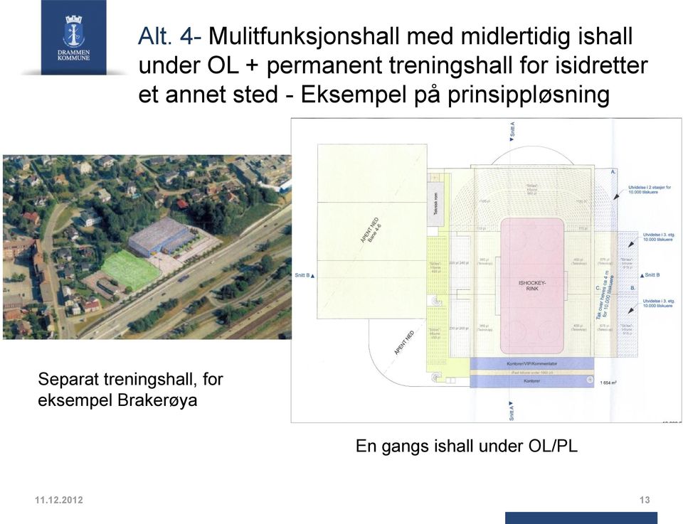 - Eksempel på prinsippløsning Separat treningshall, for