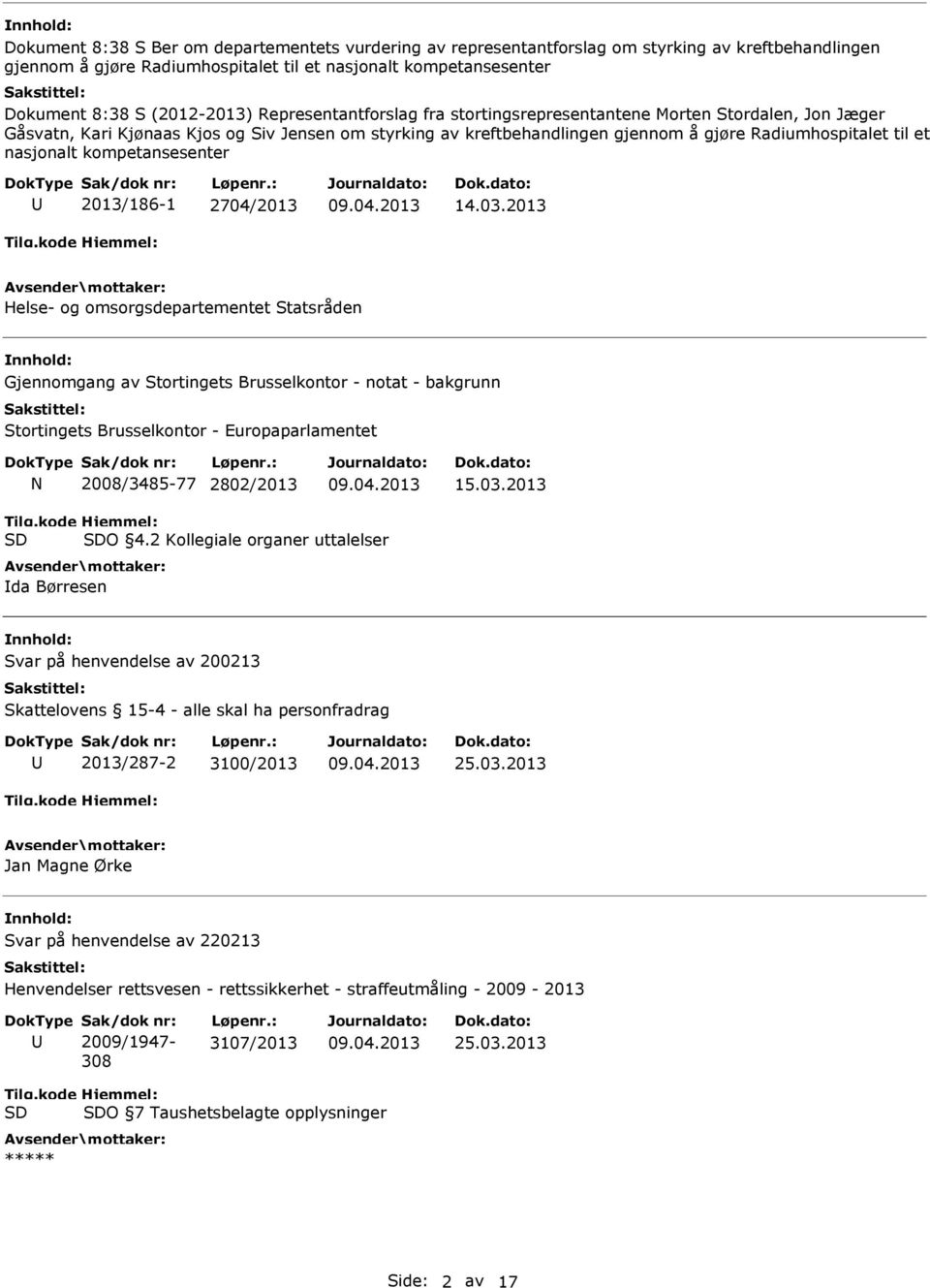 nasjonalt kompetansesenter 2013/186-1 2704/2013 14.03.