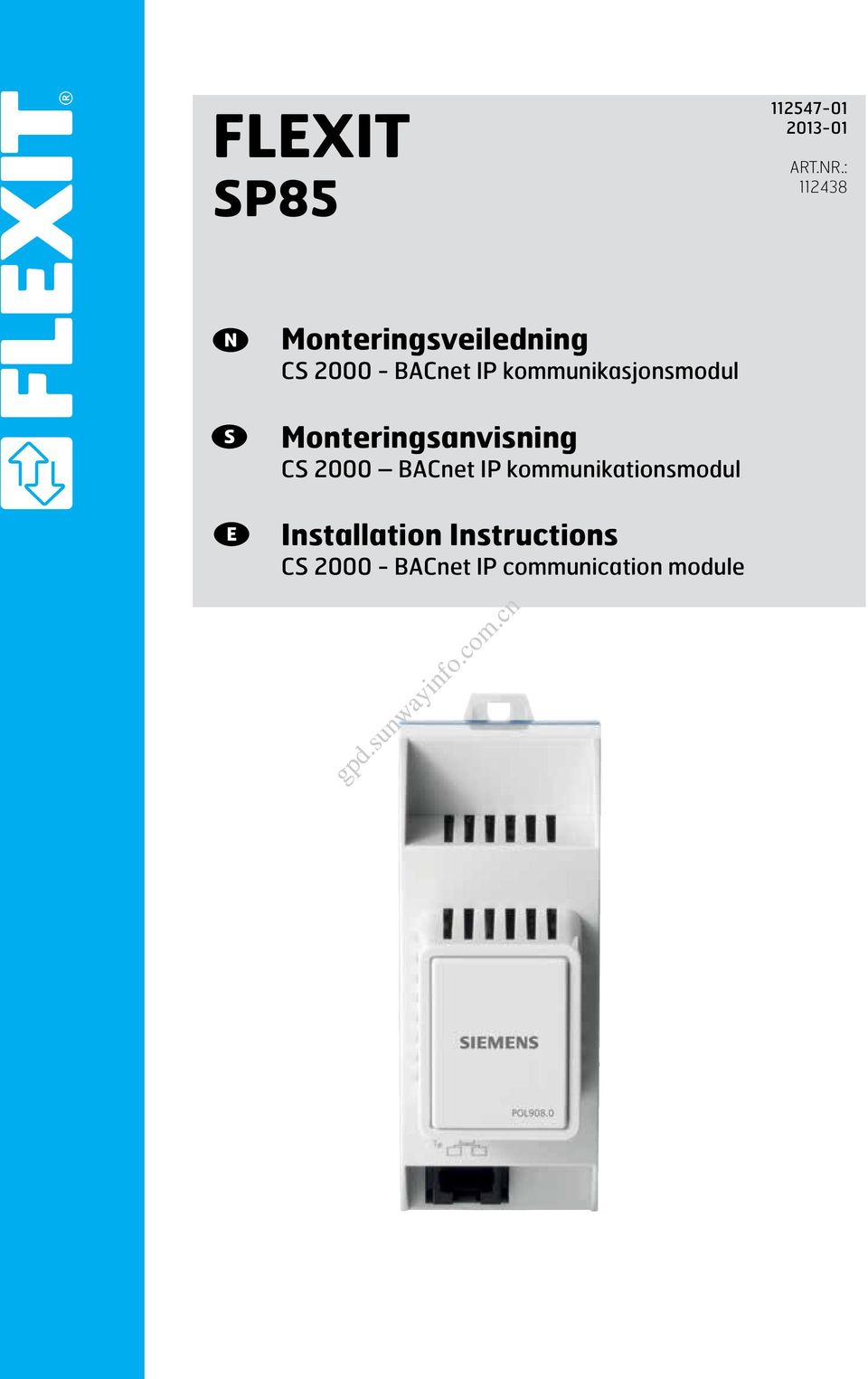 kommunikasjonsmodul Monteringsanvisning CS 2000 BACnet IP