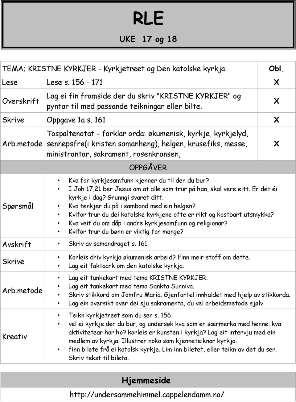 metode Spørsmål Tospaltenotat - forklar orda: økumenisk, kyrkje, kyrkjelyd, sennepsfrø(i kristen samanheng), helgen, krusefiks, messe, ministrantar, sakrament, rosenkransen, OPPGÅVER Kva for