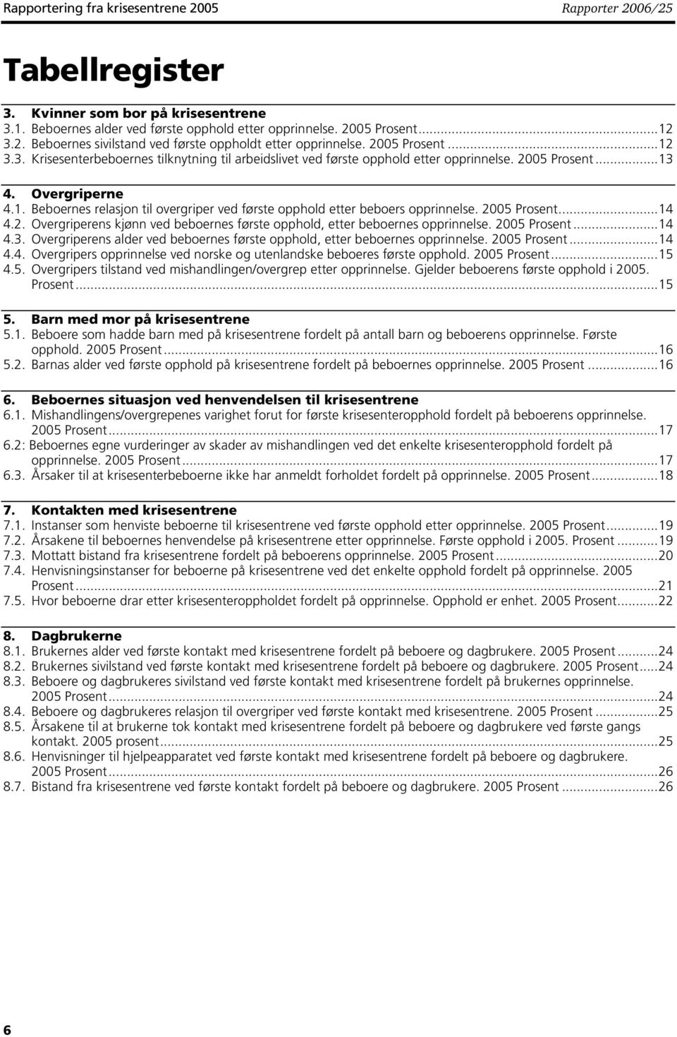 . Beboernes relasjon til overgriper ved første opphold etter beboers opprinnelse. 2005 Prosent...4 4.2. Overgriperens kjønn ved beboernes første opphold, etter beboernes opprinnelse. 2005 Prosent...4 4.3.