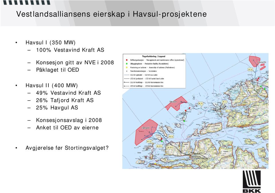 Kraft AS 25% Havgul AS Konsesjon gitt av NVE i 2008 Påklaget til OED