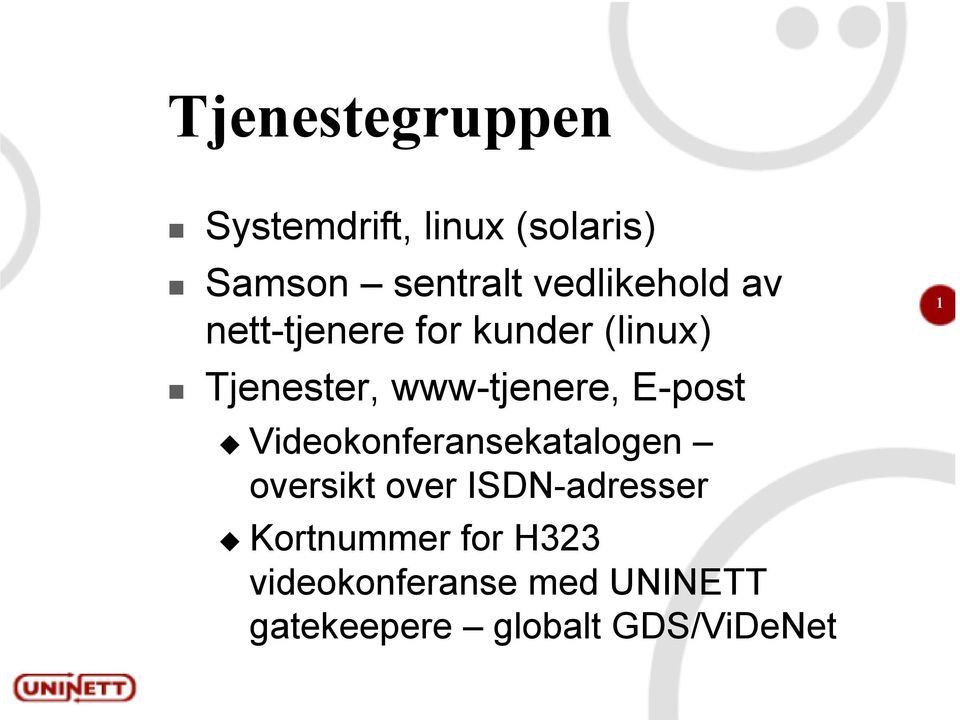 www-tjenere, E-post Videokonferansekatalogen oversikt over