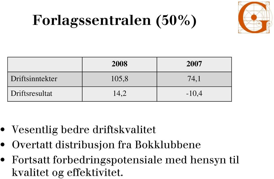 driftskvalitet Overtatt distribusjon fra Bokklubbene