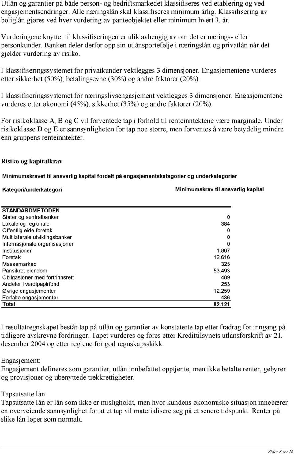 Banken deler derfor opp sin utlånsportefølje i næringslån og privatlån når det gjelder vurdering av risiko. I klassifiseringssystemet for privatkunder vektlegges 3 dimensjoner.