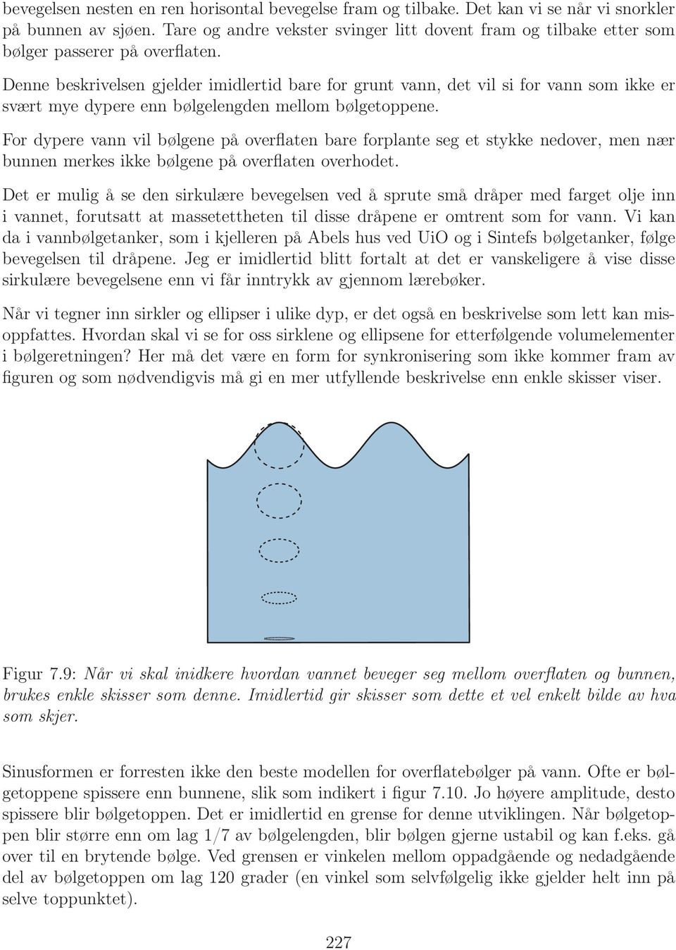 Denne beskrivelsen gjelder imidlertid bare for grunt vann, det vil si for vann som ikke er svært mye dypere enn bølgelengden mellom bølgetoppene.