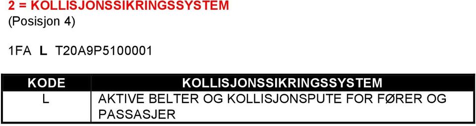 KODE L KOLLISJONSSIKRINGSSYSTEM