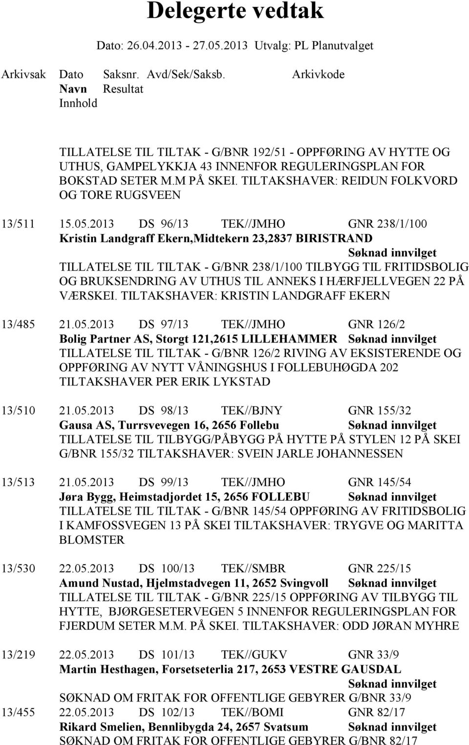 HÆRFJELLVEGEN 22 PÅ VÆRSKEI. TILTAKSHAVER: KRISTIN LANDGRAFF EKERN 13/485 21.05.