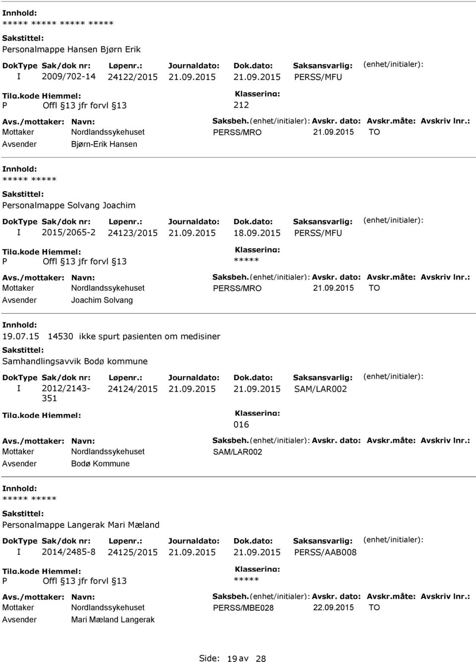 15 14530 ikke spurt pasienten om medisiner Samhandlingsavvik Bodø kommune 2012/2143-351 24124/2015 016 Bodø