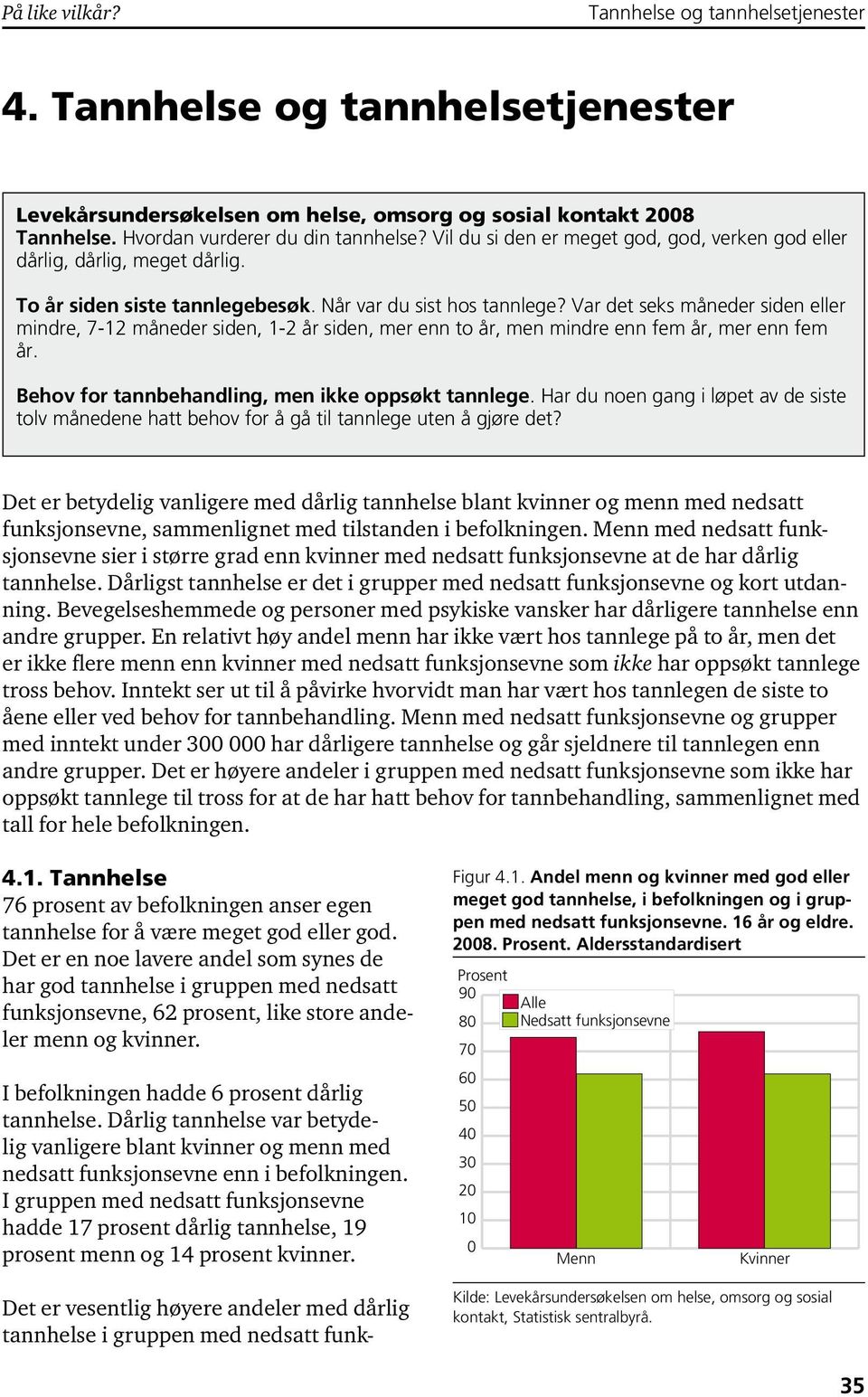 Behov for tannbehandling, men ikke oppsøkt tannlege. Har du noen gang i løpet av de siste tolv månedene hatt behov for å gå til tannlege uten å gjøre det?