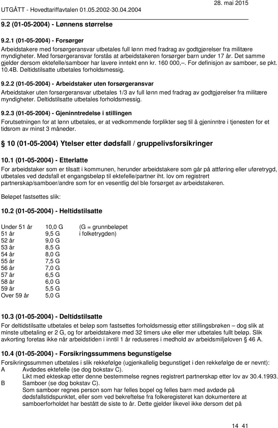 Deltidstilsatte utbetales forholdsmessig. 9.2.