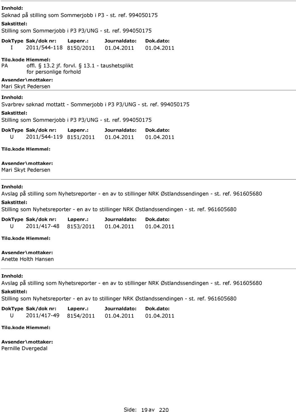 961605680 Stilling som Nyhetsreporter - en av to stillinger NRK Østlandssendingen - st. ref.