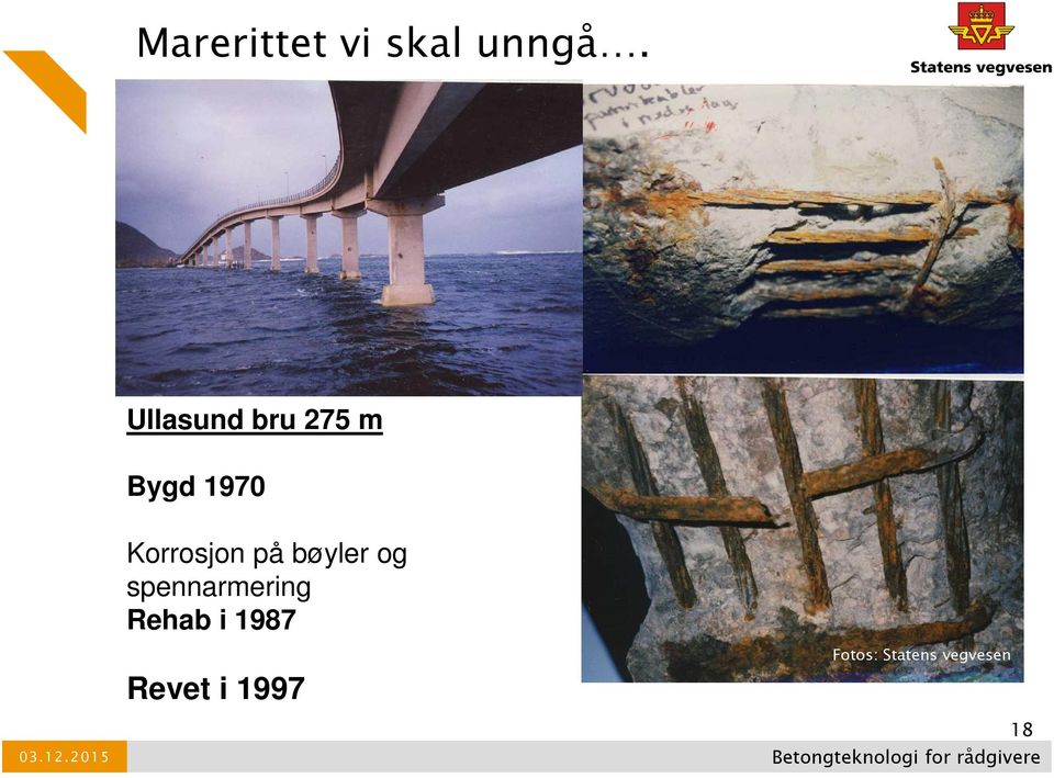 bøyler og spennarmering Rehab i 1987 Revet i