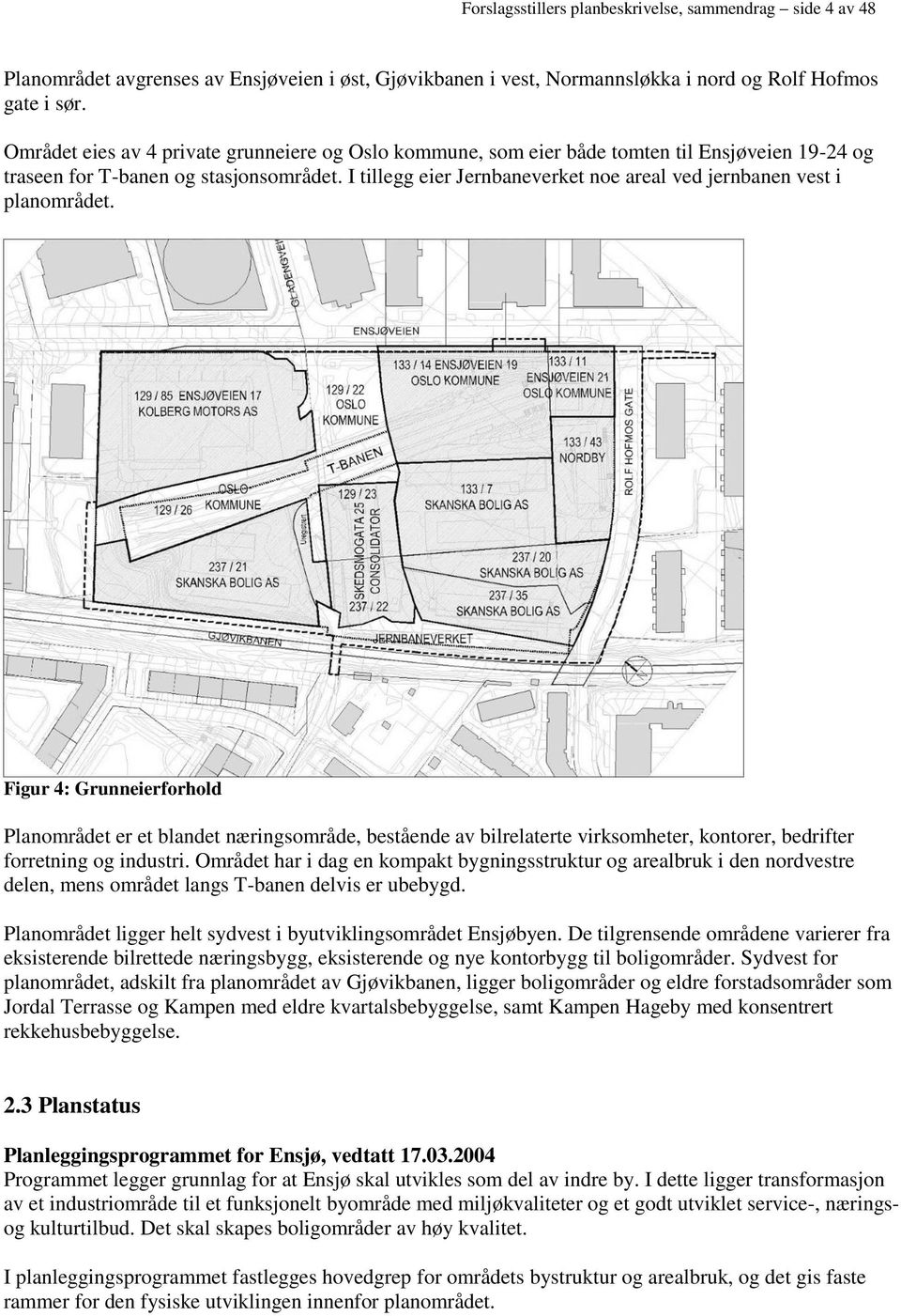 I tillegg eier Jernbaneverket noe areal ved jernbanen vest i planområdet.