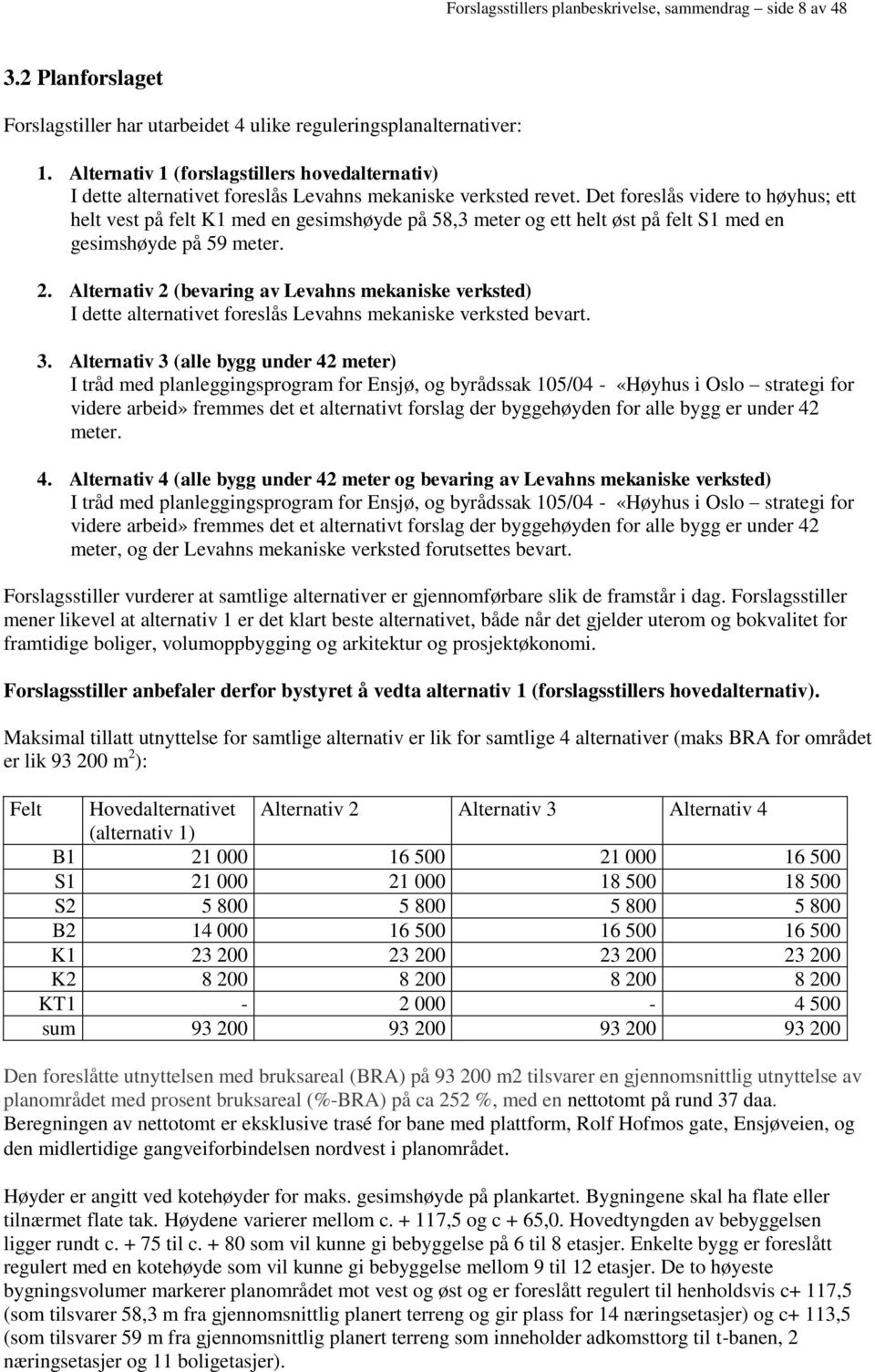 Det foreslås videre to høyhus; ett helt vest på felt K1 med en gesimshøyde på 58,3 meter og ett helt øst på felt S1 med en gesimshøyde på 59 meter. 2.