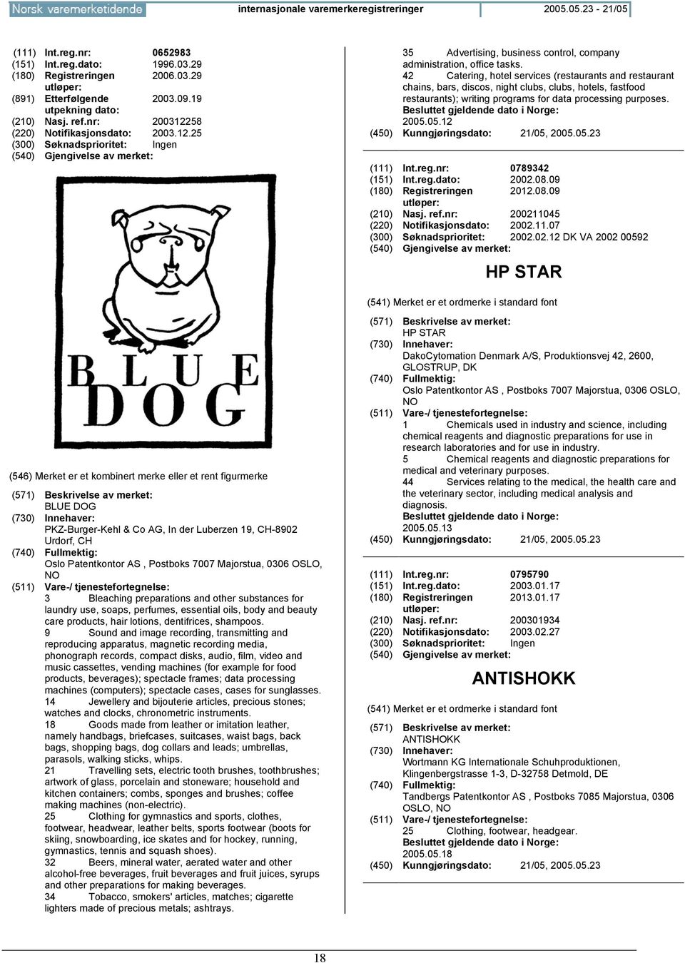 42 Catering, hotel services (restaurants and restaurant chains, bars, discos, night clubs, clubs, hotels, fastfood restaurants); writing programs for data processing purposes. 2005.05.12 (111) Int.